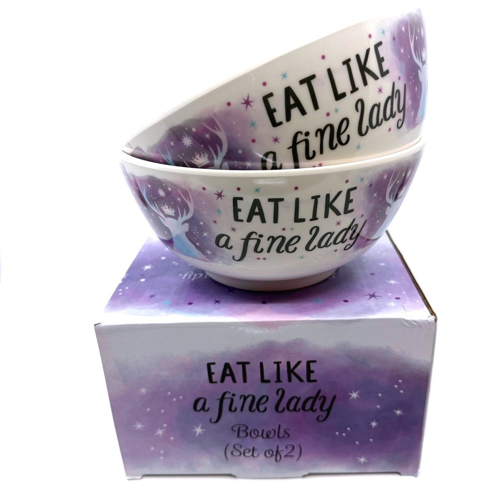 LitJoy Throne of Glass Eat Like a Fine Lady Bowls Set 2 Sarah J Maas TOG NEW